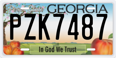 GA license plate PZK7487