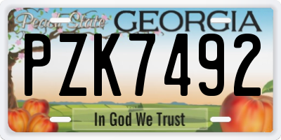 GA license plate PZK7492