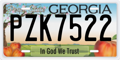 GA license plate PZK7522