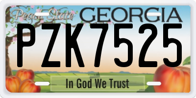 GA license plate PZK7525