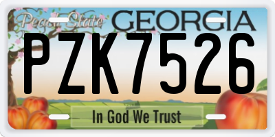 GA license plate PZK7526