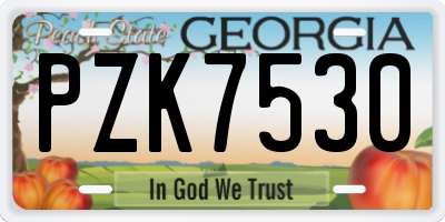 GA license plate PZK7530