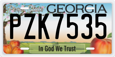 GA license plate PZK7535