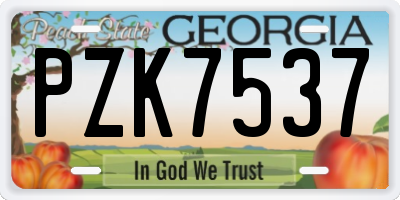 GA license plate PZK7537