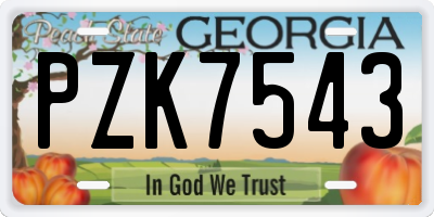 GA license plate PZK7543