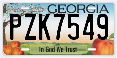 GA license plate PZK7549