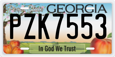 GA license plate PZK7553
