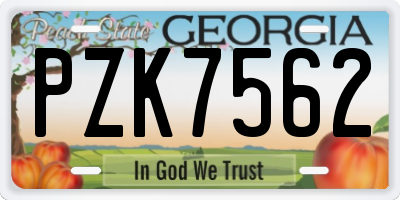 GA license plate PZK7562