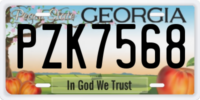GA license plate PZK7568