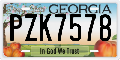 GA license plate PZK7578