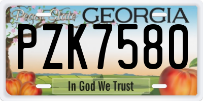 GA license plate PZK7580