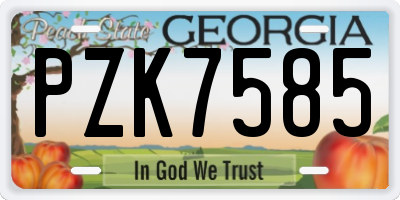 GA license plate PZK7585