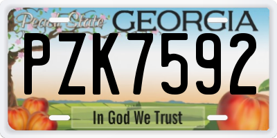 GA license plate PZK7592