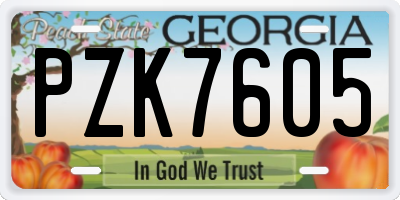 GA license plate PZK7605