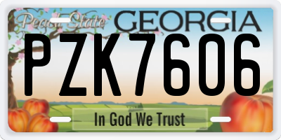 GA license plate PZK7606