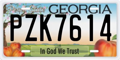 GA license plate PZK7614