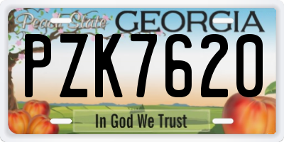 GA license plate PZK7620