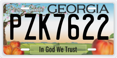 GA license plate PZK7622