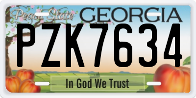 GA license plate PZK7634