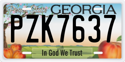 GA license plate PZK7637