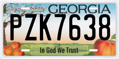 GA license plate PZK7638