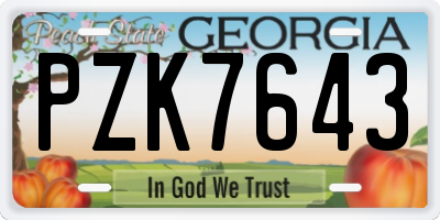 GA license plate PZK7643