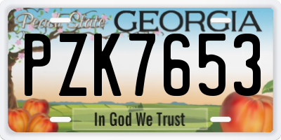 GA license plate PZK7653