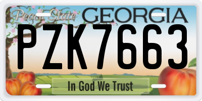 GA license plate PZK7663