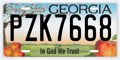 GA license plate PZK7668