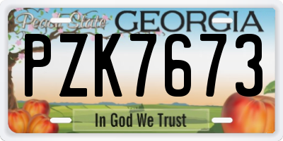 GA license plate PZK7673