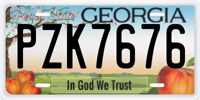 GA license plate PZK7676