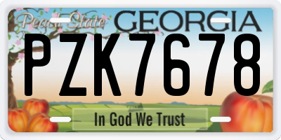 GA license plate PZK7678