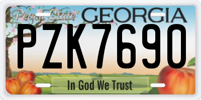 GA license plate PZK7690