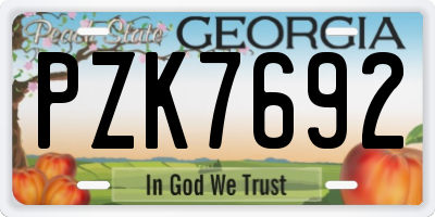 GA license plate PZK7692