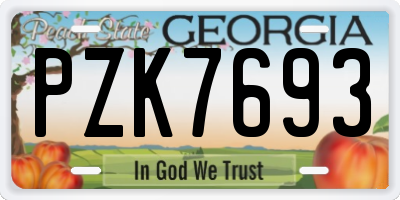 GA license plate PZK7693