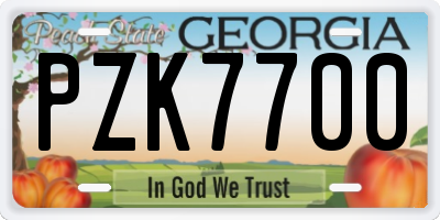 GA license plate PZK7700
