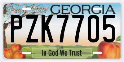GA license plate PZK7705