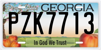 GA license plate PZK7713