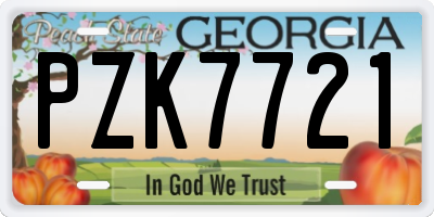 GA license plate PZK7721