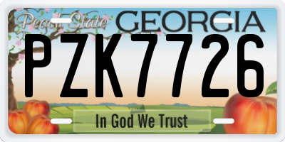 GA license plate PZK7726