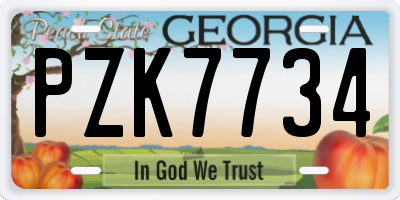 GA license plate PZK7734