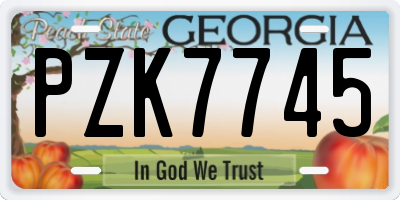 GA license plate PZK7745