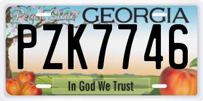 GA license plate PZK7746