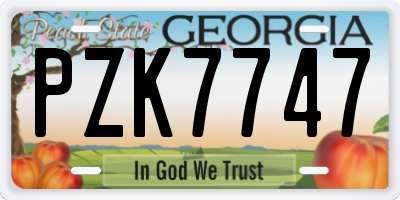 GA license plate PZK7747