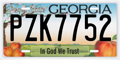 GA license plate PZK7752
