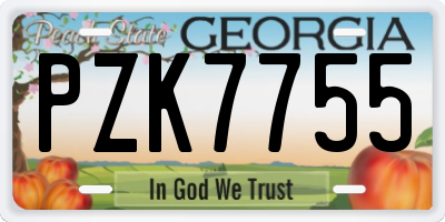 GA license plate PZK7755