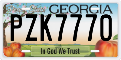 GA license plate PZK7770