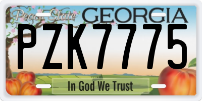 GA license plate PZK7775