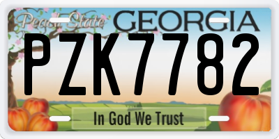 GA license plate PZK7782