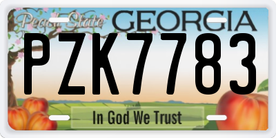 GA license plate PZK7783